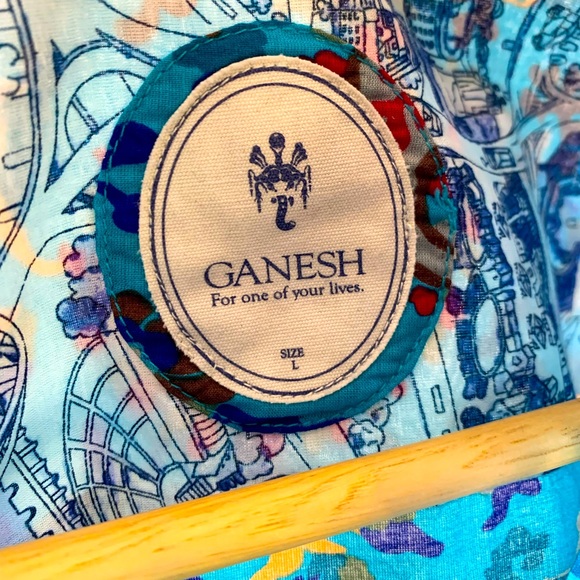 Ganesh / men’s button Down blue patterned dress shirt - Picture 2 of 3